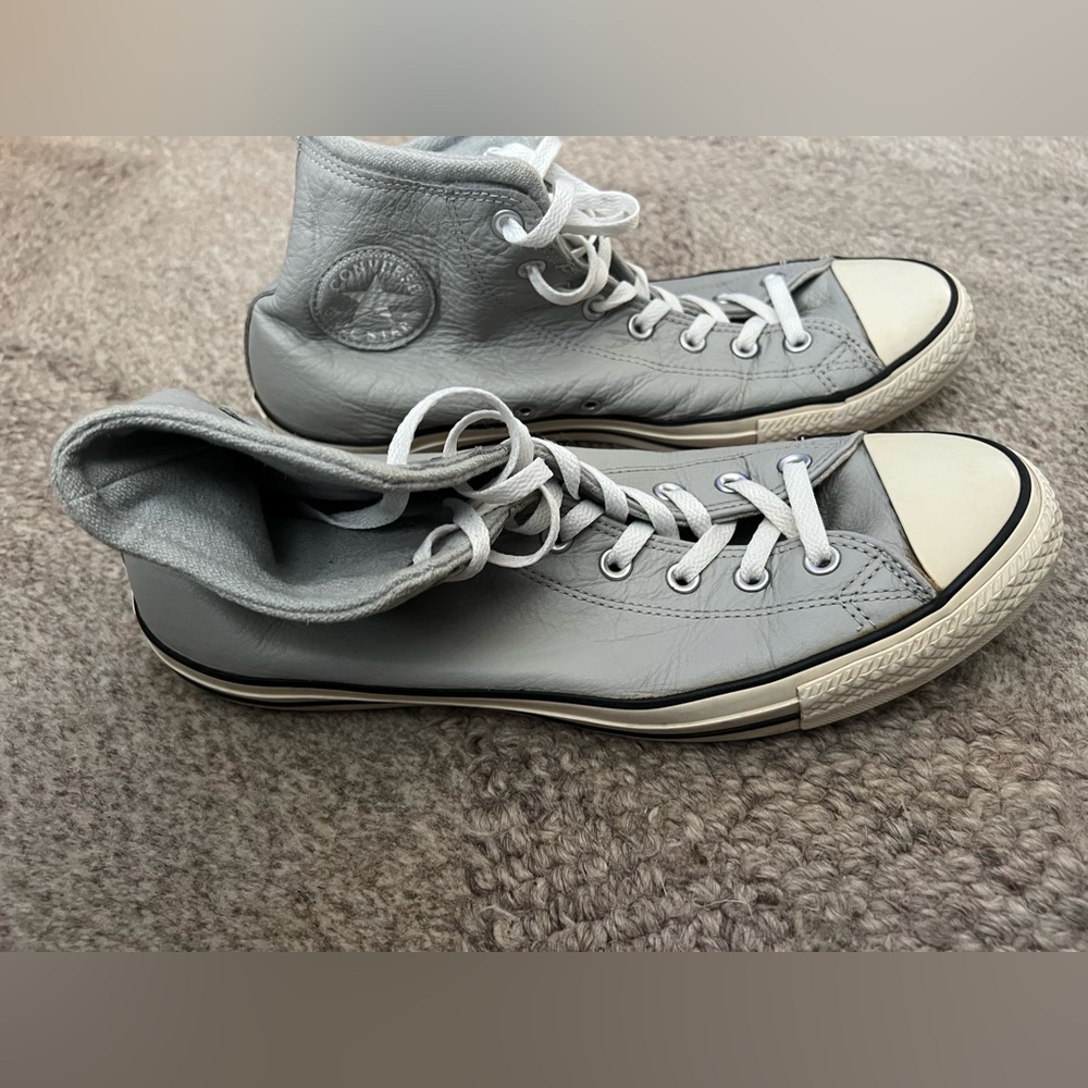 Converse - Hi Leather Grey Sneakers - Men's 12 - 153818C